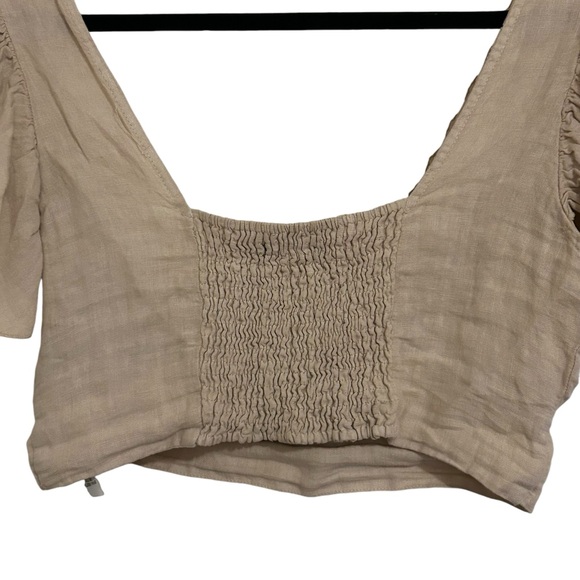 ZARA Boho Linen Ruffle Sleeve Crop Top S - Picture 9 of 15